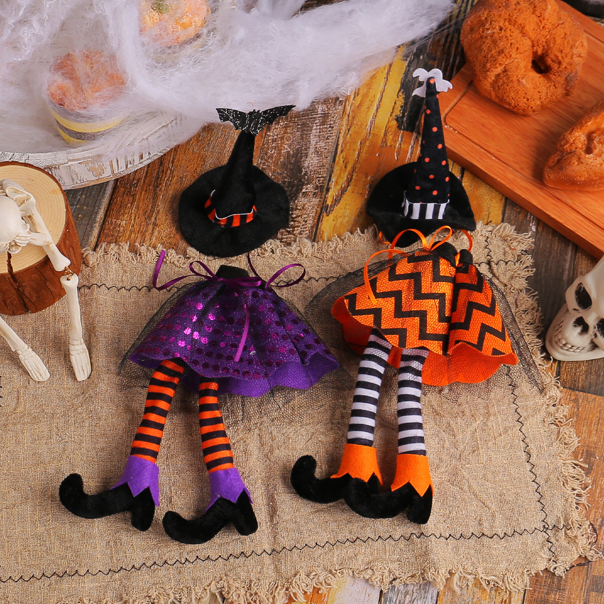Wholesale Halloween Witch Hat Long-legged Wine Bottle Set Ornament